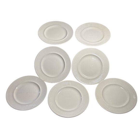 Johnson Bros Athena White Ribbed Bread & Butter Plates Set Of 7 Made In England - Picture 1 of 11
